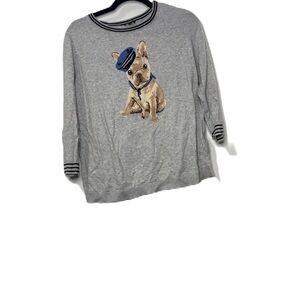 Talbots Gray Sweater with Dog Print M